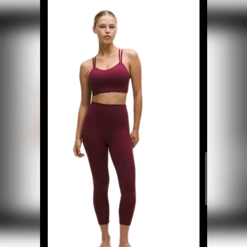 Lululemon Womens Burgundy Stretchy Align Yoga Activewear High-Rise Crop Legging